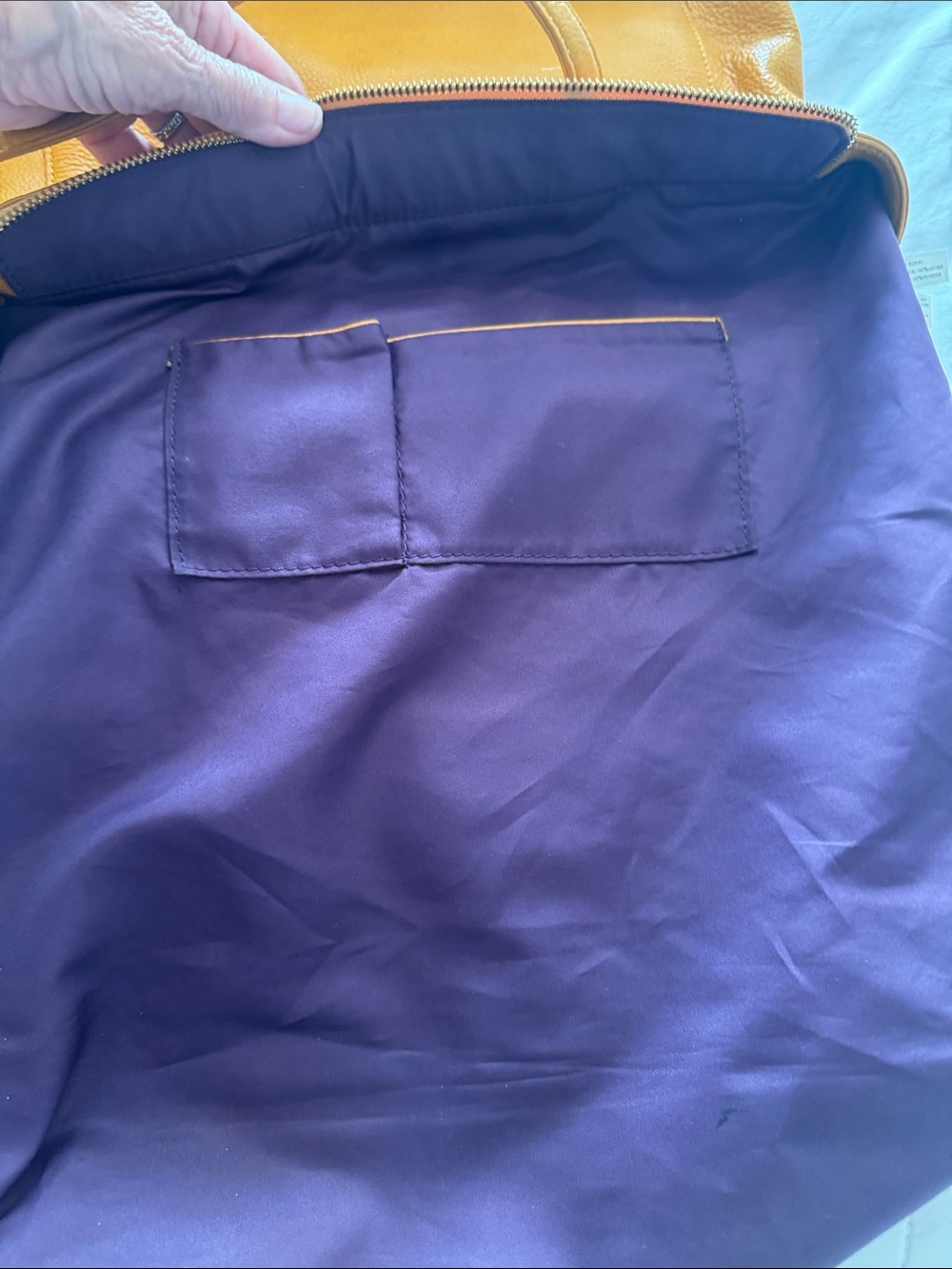 Christopher Kon yellow leather bag with purple lining - Picture 7 of 14